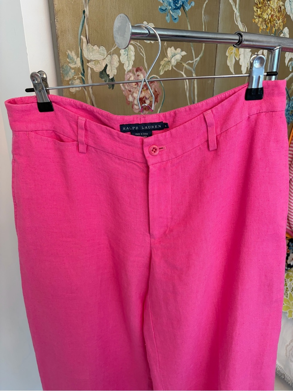 Ralph Lauren Bright Pink Linen Blend Chinos